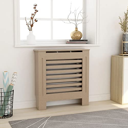 HOMIUSE Heizkörperabdeckung 78x19x81.5 cm Heizkörperverkleidung Modernes Lamellen-Design Heizkörper Verkleidung Abdeckung Heizkörperabdeckung für Schlafzimmer Wohnzimmer Radiator Cover Braun MDF