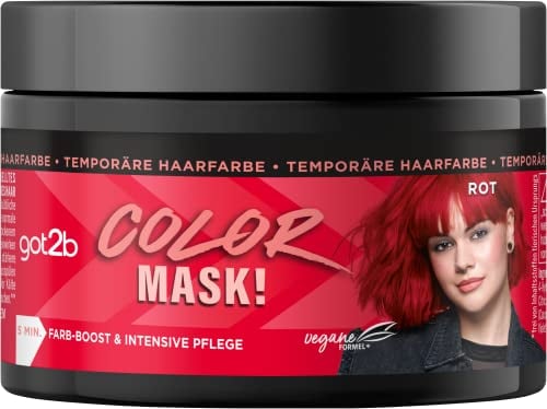 got2b Color Mask! Rot (150 ml), temporäre Haarfarbe für Farb-Boost & intensive Pflege in nur 5 Minuten, auswaschbare Haarfarbe mit pflegendem Kokos-Öl
