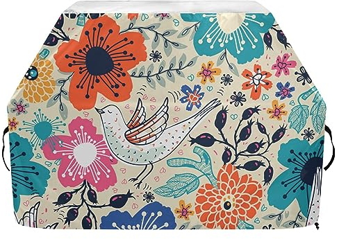 GOODOLD Colorful Flowers Birds Grill Cover for Outdoor Grill 65 Inch BBQ Grill Cover Heavy Duty Gas Grill Cover Waterproof Barbecue Cover for Weber, Char-Broil, Nexgrill and More