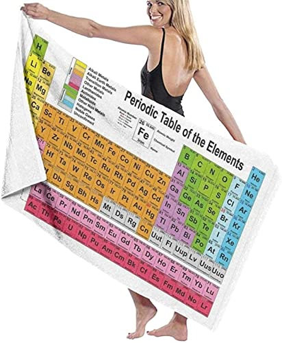 Strandtuch Groß 70x140 cm Periodensystem Badetuch Mikrofaser Handtücher 3D Strandhandtuch Schnell Trocknendes Sandfreies Badehandtuch, Saunatuch, Handtuch, Kinder, Damen, Herren, Strandtücher
