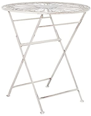 Beliani Outdoor Bistrotisch Weiß Eisen Rund Garten Bistro Tisch | Metall, Pulverbeschichtet, Benötigt keine Montage, Belastbarkeit 40 kg, Für den Außenbereich, 70 x 70 x 77 cm, Rostbeständig
