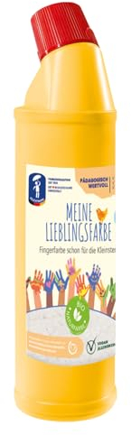 Feuchtmann MEINE LIEBLINGSFARBE Edu Bottle | 900g cremige Fingerfarbe Einzelflasche | hautfreundliche Fingermalfarbe auf Wasserbasis | ungiftig, auswaschbar | Malfarben Kinder (ab 2 Jahre), FARBE:Gelb