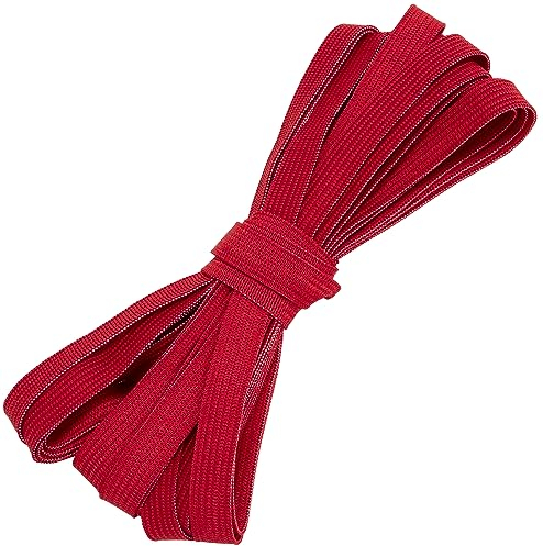 AERZETIX - C67531 - Bande élastique plate tressée 5 mètres - largeur 10 mm - en polyester + latex - couleur rouge