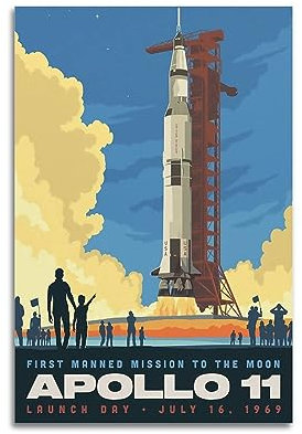 MITIN Vintage Space Poster NASA 1969 Apollo 11 Lift-Off dekoratives Gemälde Leinwand Wand und Kunstbild Familienschlafzimmer Dekor 40 x 60 cm