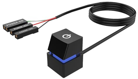 Alnicov Desktop-Computer-Netzschalter, Computer-Netzschalter, EIN/Aus, externer Fernstart, PC-Motherboard-Schalter, Verlängerungskabel, 2 m, mit LED-Licht