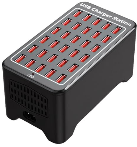ZhenBaoTian USB Charger, 30 Port 150W(30A) USB Charging Station Multi Port USB Hub Charger with Smart Detect for Multiple Devices Smartphones Tablets and Other Electronics