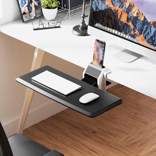 Ergonomics Keyboard Tray,Under Desk Keyboard Tray,Sliding Pull-Out With Adjustable Height Platform, Desk Extender Tray,Suitable For Office (Color : Adjustable)