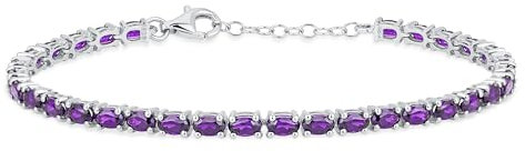Einfaches Strang Naturvioletter Amethyst Tennisarmband Für Frauen .925 Sterlingsilber Februar Geburtsstein 7, 7,5 Zoll