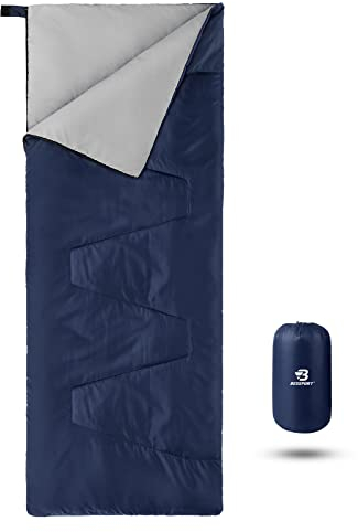 Bessport Ultraleicht(900g) Schlafsack kleines packmaß sommerschlafsack für Camping Festival Outdoor und Indoor nutzbar (Blau)