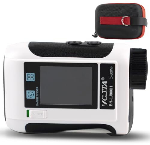 VCJTA Telemetro da golf con pendenza laser telemetro per golf caccia 900 yard asta bandiera ad alta precisione blocco vibrazione display LCD trasmissione vocale 10 modalità ricaricabile bianco