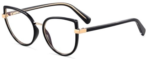 Gradient TR90 Brillenrahmen Brillen für Männer Frauen Cat Eye Anti Blue Light Brillen (black with clear)