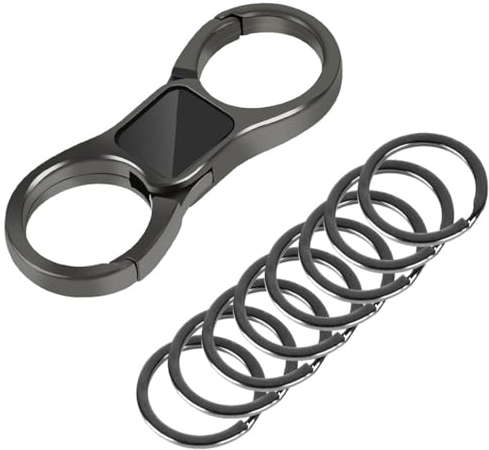 YOCDNOV 1Stück Schlüsselbund für Herren- Schlüsselkette mit Schnellverschluss und 8 Schlüsselring, Schlüsselringen Robuster Keychain Schlüssel Karabiner (Schwarz)