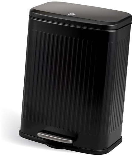 eluno Treteimer, Abfalleimer, Küchenmülleimer, 13 Liter Fassungsvermögen, Mülleimer Abfallbehälter für Küche, Bad, Schlafzimmer mit herausnehmbaren Kunststoffinneneimer (Schwarz)