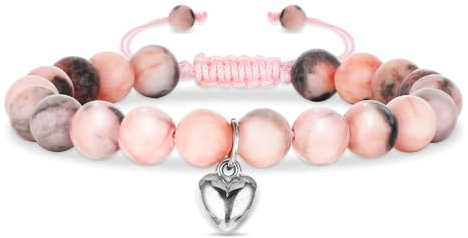 Amabro 8,7 mm Edelstein Armband, Perlenarmband Damen, Naturstein Armband Perlen Handgefertigte Perlenarmbänder für Frauenin spirierendes Geschenk Ermutigungsgeschenk Dankeschön Geschenk(Rosa)