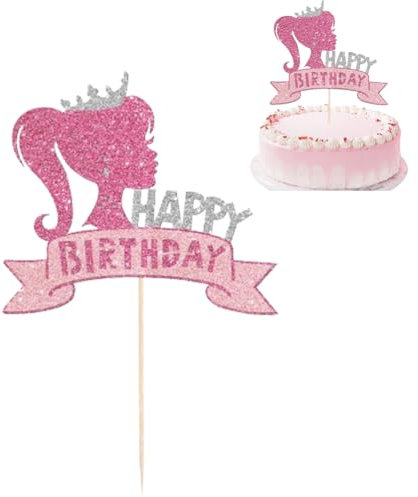 Barbi Kuchen Dekoration für Mädchen & Geburtstag - Happy Birthday Topper Set mit Kuchen Toppern für Party Zubehör
