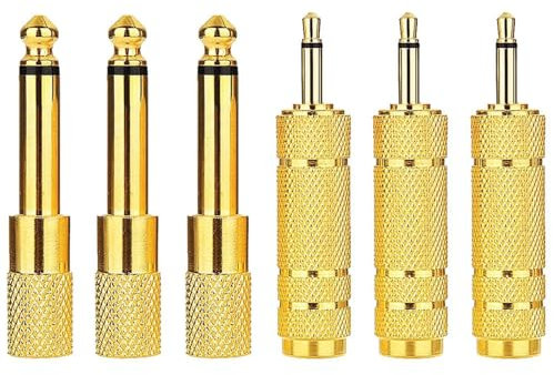 Greluma 6 pièces Adaptateur convertisseur Prise Femelle TS 3,5 mm vers Prise mâle 6,35 mm et Prise mâle Mono 1/8 vers Prise Audio Femelle 1/4 pour Casque, Microphone, Haut-Parleur, Guitare