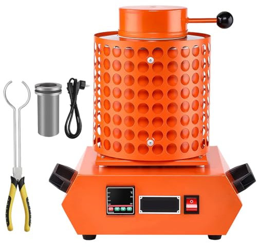 Horno de fusión de oro, horno de fundición digital eléctrico de 2000 W, kit de horno de fundición PID de 2150 ℃/2100 ℉ Fundición Refinación de joyería Metales preciosos Oro Plata Cobre Aluminio
