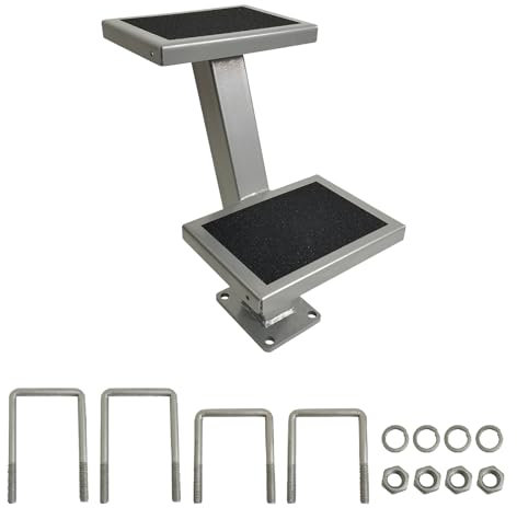 ZUVELLO Universal 2 Double Steps Boat Trailer Ladder Boarding Step Fit for Trailer Tongue up to 3 x 4