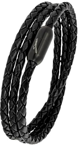 Simaru Lederarmband Made in Germany, Wickelarmband geflochten, Premium Leder aus Katalonien mit Magnetverschluss, wasserfest & hautverträglich 4mm