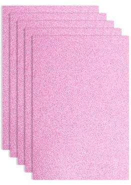 sourcing map Confezione da 5 fogli di schiuma EVA con glitter rosa, 20 x 30 cm, autoadesivi, luccicanti, sottili, per artigianato, progetti fai da te, aule, scrapbooking (1,5 mm di spessore)