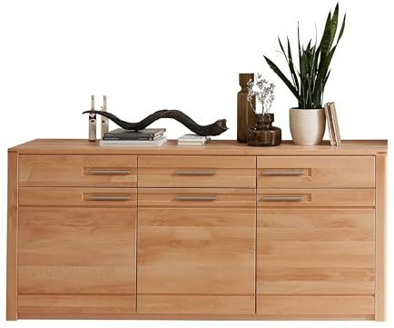 möbelando Sideboard >Nature One< in Kernbuche Teil-massiv FSC-Zertifiziert - Moderne Kommode mit Schubladen und viel Stauraum - 190 x 86 x 45 cm (B/H/T)