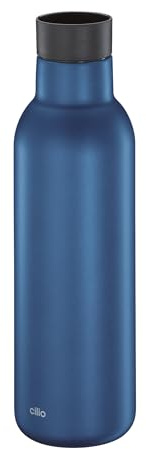 cilio Isoliertrinkflasche DELUXE 450 ml, blau-matt, Edelstahl | Thermosflasche, kohlensäuregeeignet, auslauf- und bruchsicher, kupferbeschichtet, 18h heiß, 24h kalt, 450 ml