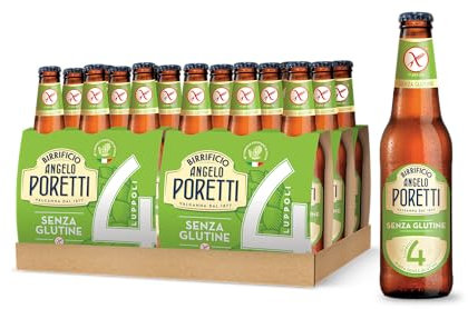 Birrificio Angelo Poretti Birra 4 Luppoli SENZA GLUTINE, Cassa con 24 Bottiglie da 33cl, Birra Lager Senza Glutine, Gusto Delicato, Gradazione Alcolica 4.8% Vol