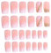 24Pcs Press On Nails, Square ABS Short Press On Nails, 12 Sizes Fake Full Cover Stick on Impress French Style Glossy Glue on for Women and Girls