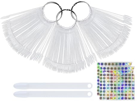 150 PCS Nail Swatch Sticks, Clear Nail Display with Ring Holder, Plastic N-ail Swatches, Salon Practice N-ail Polish Practices Sticks with Labels, Nails Art Display for Nails Art Polish