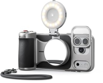 【Nur für iPhone 17 Pro Max】 TELESIN Master Grip Kit mit C03 Selfie-Licht | Mit UV und Black Promist 1/4 Filter, Integriertem 3200mAh Akku, Kabellosem Laden und Handyhülle