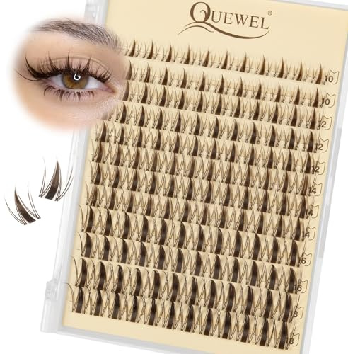 QUEWEL Brown Faux Cils, Lash Fairy 144 pièces, doux et moelleux, Cils en grappe avec différents styles de maquillage, Cils Anime faciles à utiliser à la maison (Manga-B)
