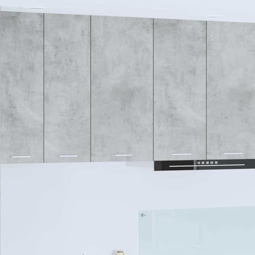 Teenpull Armoire suspendue moderne en matériau bois - 40 x 31 x 80 cm - Gris béton et blanc - Armoire de rangement pour cuisine, salle à manger