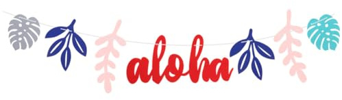 GALPADA Sommer Hawaii Party Deko Buchstaben Wimpelkette aus Gewebe mit Monstera Blättern 1 Satz Tropische Dekoration für Outdoor Party und Sommerliche Atmosphäre