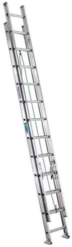 Werner D1216-2 225-Pound Duty Rating Aluminum Flat D-Rung Extension Ladder, Foot, 16 feet, Silver