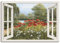 ARTLAND Wanddeko Leinwand Bilder Wandbild Fensterblick Landschaft Blumen Mohnblumen See Blumenwiese Natur F7EN