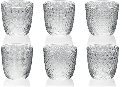 Sixties Set 6 Bicchieri Acqua Trasparente 6 Ottiche Assortite Cl. 31