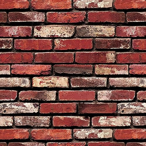 Papier Peint Brique Rouge Papier Peint Auto-Adhésif Papier Peint Amovible Papier Peint Peel and Stick Papier de Contact Pour Home Chambre Salon TV Fond Décoratif Autocollant Mural (2000cm, A3)