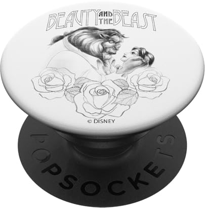 PopSockets Disney Beauty and the Beast Belle and Beast Line Art Sketch PopSockets PopGrip: Ausziehbarer Sockel und Griff für Handys/Tablets mit Tauschbarem Top