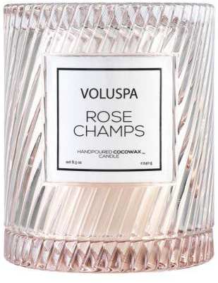 Kerze Voluspa – Macaron Rose Champ: Ein prickelnder Duft von Champagner, kombiniert mit der Douceur der Roses. – 240 g
