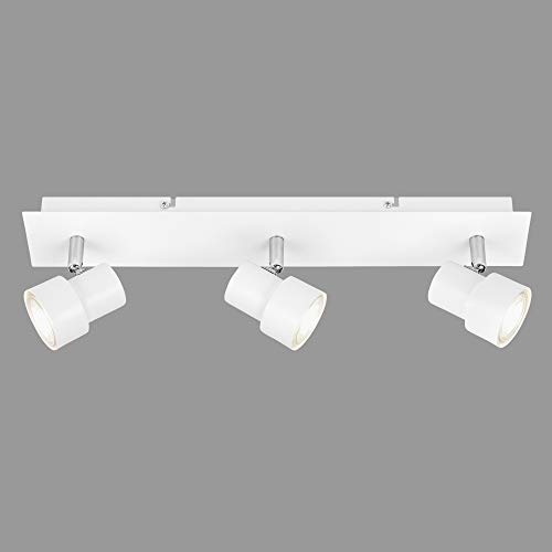 Briloner Leuchten - LED Deckenspot, Deckenleuchte 3-flammig, Strahler dreh- und schwenkbar, 3x GU10, 5 Watt, 460 Lumen, 3.000 Kelvin, Weiß