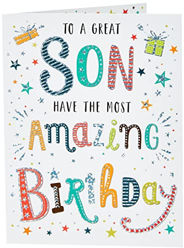 Piccadilly Greetings Regal Publishing Modern Birthday Card Son,green|black|grey|orange|white,8 x 6 inches