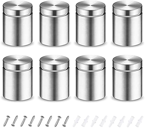 8 Stück Edelstahl Werbeschraube Nagel Glas Abstandshalter Wandabstandshalter Schilder für Glas/Spiegel Abstandshalter Edelstahl Werbeschraube Abstandshalter (Silber 19 x 25 mm)