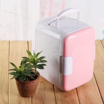 WZhen 4L 48W Blu Bianco Rosa Portatile Mini Car Home Frigorifero - Rosa