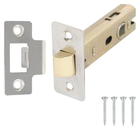 Chrome Door Tubular Latch 75mm Mortice Latch Lubricant Rebate Latch with Polished Plate & Screws Internal Door Catch Handles Fire Rated Tubular Latches.
