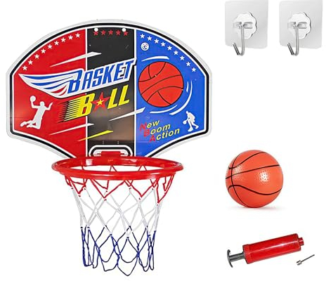 kidoloop Kids Basketball Hoop with Hard PVC Backboard Pump and Ball Hanger Hook Indoor Outdoor Large Basketball Set with Net Ball and Pump Portable Sport Toys for Kids Basketball Set