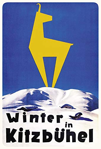 Tin Sign Blechschild 20x30 cm historisches Plakat Winter in KITZBÜHEL Österreich Austria Berge Gams Urlaub Wand Deko Bar Kneipe Cafe Sammler Geschenk