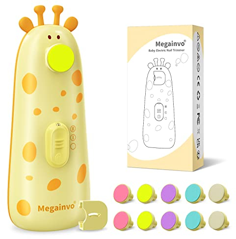 Elektrische Nagelfeile Baby Nagelpflegeset Elektrisch Nagelpflege Nail Trimmer Nagelschere Nageltrimmer Nail File Maniküre & Pediküre Set für Neugeborene Baby mit Licht, Gelb