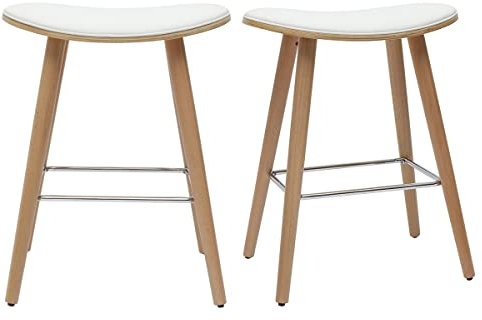 Barhocker helles Holz PU weiß 65 cm (2er-Set) Meadow