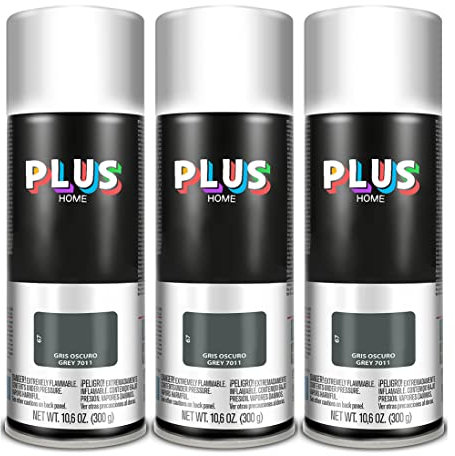 PLUS HOME Pintura Spray 520cc para pintar todo tipo de super cies: madera, metal, cartón, tela, piedra, bra de vidrio, plásticos rígidos, etc para bricolaje y DIY.Gris Oscuro (Ral:7011)(Paquete de 3)