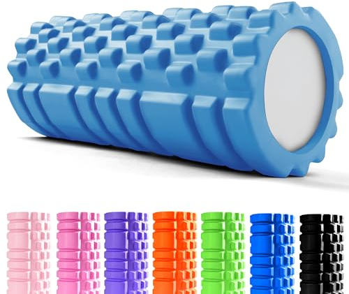 unycos - Faszienrolle (33x14 cm), Fitness-Rolle mit 3D Texturmassage und 50 Übungen E-Book, Hartschaumrolle zur Selbstmassage, Belastbar 130 kg, Massagerolle für Funktionales Training (Hellblau)